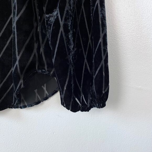 Ann Taylor Geo Velvet V-Neck Top Burnout Blouse‎ Office Whimsygoth Size Small - Picture 7 of 10